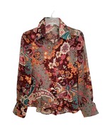 Georges Rech Vintage 80&#39;s Retro Floral Button Front Top Size 6 - $35.53