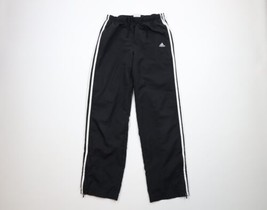 Vintage Adidas Womens Size Small Spell Out Striped Flared Wide Leg Pants Black - £42.77 GBP