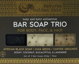 Natures Golden Skin Bar Soap Trio (African Black/Chia Seed/Coffee Ground... - $35.63
