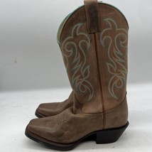 Shyanne Performance Womens Chestnut Brown Turquoise Piping Boots 7.5M BB... - $99.00