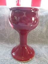 Jus&#39; Cuz pottery, Texas-drip glaze wine goblet,6 3/4&quot;, maroon - $20.00