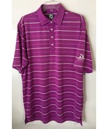 Footjoy Golf Polo Shirt Stripe L Purple Violet Southern Oak Logo - $24.74