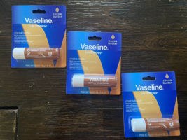 3 PK Vaseline Cocoa Butter Lip Balm Therapy Tube Petroleum Jelly Scented Stick - £10.62 GBP