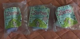 Vintage Mcdonalds Happy Meal Toy Barbie Figurines 1990 Set Of 3 Mip Cake Toppers - £12.50 GBP