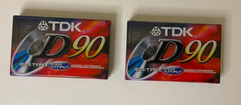 2 NEW SEALED TDK D90 Blank Audio Cassette Tapes 90 Minutes High Output - £5.42 GBP