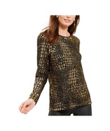 INC International Concepts Plus 0X Gold Black Printed Long Sleeve Top NW... - $36.25