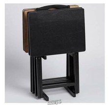 5-pc. Folding Wooden Black TV Tray Set - £97.17 GBP