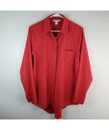 ATHLETA Urbanite Blouse Shirt Women&#39;s Large Red Long Sleeve Chest Pocket... - £26.89 GBP