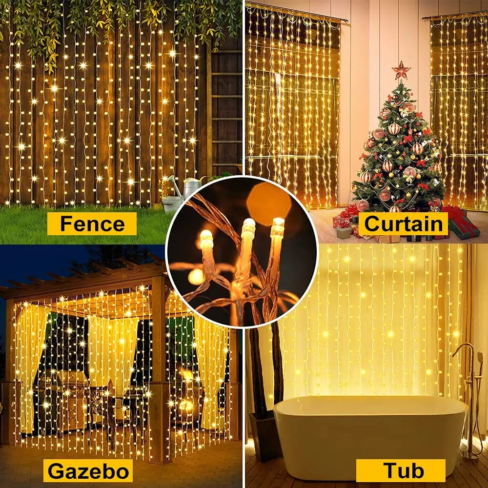 x Solar Curtain Lights Outdoor Waterproof  Remote Christmas Decor Solar Fairy Ga - £113.23 GBP