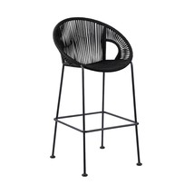 40&quot; Black Metal Low back Outdoor Counter Height Bar chair with Footrest - $1,062.60 CAD