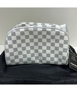 Travel Makeup Bag Large Cosmetic Bag Make Tophie Black White Checkboard Zip - £11.62 GBP