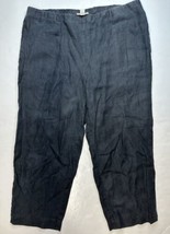 J. Jill Purejill 100% Linen Crop Pants Womens Sz Medium Pull On Neutral Black - £13.42 GBP