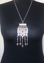 Silver Plated Sun Drop Coin Pomegranate Necklace, Armenian Necklace - £42.36 GBP