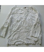 H &amp; M Womens White Embroidered Cotton Blouse, 3/4 Sleeve Size 8 - $10.88