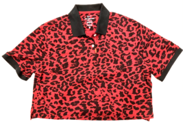 nike crop polo dri fit womens size medium rose top golf leopard animal print - £11.74 GBP