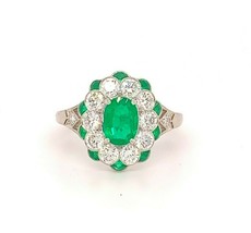 Fine Platinum Genuine Natural Emerald and Diamond Ring (#J4857) - £7,241.04 GBP