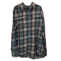 Eddie Bauer Sage Green Plaid Button Up Shirt Mens XL Tall XLT Casual - $21.00