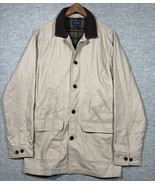 Lands End Chore Jacket Flannel Lined Corduroy Collar Tan Mens L /T Large... - $32.13