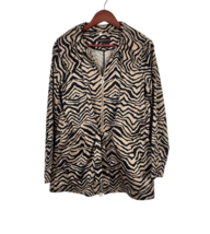 Dana Buchman Jacket Animal Zebra Print Black andTan Belted Women&#39;s Medium Coat - £13.57 GBP
