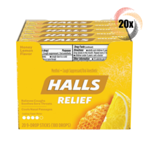 Full Box 20x Packs HALLS Relief Honey Lemon Cough Drops ( 9 Drops Per Pack) - £28.82 GBP