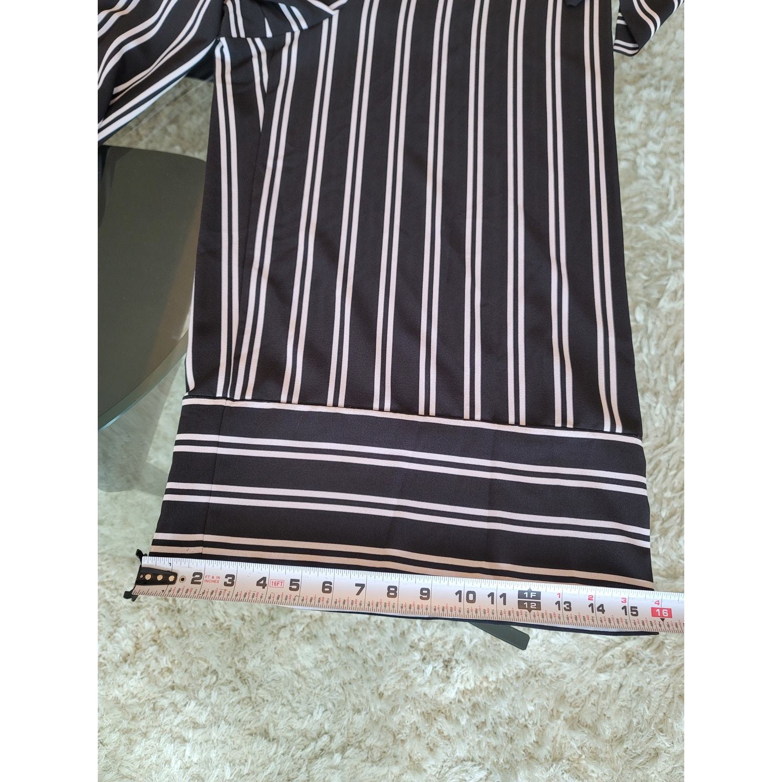 Emma Michele Romper Women Size 16 Black White Striped Belted Midi Sleeveless Item image 11