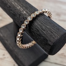 Vintage Bracelet / Bangle - Rose Gold Tone &amp; Clear Gems - $15.99