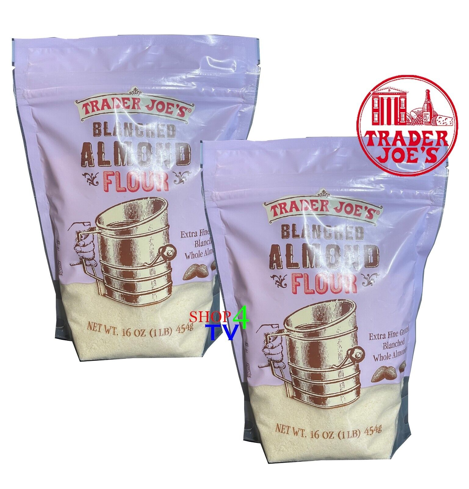 2 Packs Trader Joe&#39;s Blanched Almond Flour 16 oz each Bag Gluten Free - $20.48