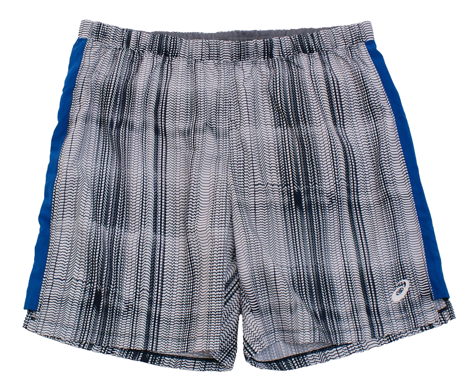 Asics Men&#39;s XL Blue Print 7&quot; Brief Lined Wind Resistant Training Shorts - $25.98