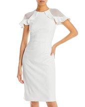 Eliza J Women&#39;s Ruffle Sleeve Cocktail Dress White Size 6 B4HP $158 - £27.90 GBP