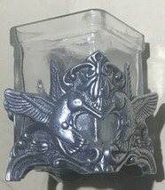 Votive Holder Small Square Glass With Hummingbirds on Metal stand (Q-12) - £7.32 GBP