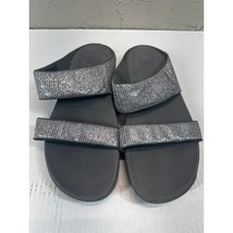 Fitflop Silver Sparkle Slides Sandals Leather Women&#39;s Size 10 - $1,025.32 MXN
