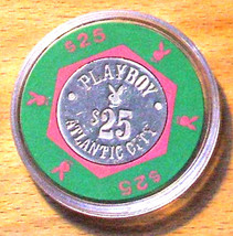 $25. PLAYBOY CASINO CHIP - 1981 - ATLANTIC CITY, New Jersey - Red &amp; Green - $16.79