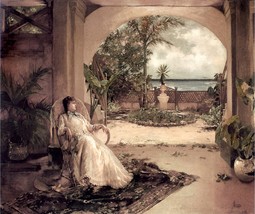 4701.Cuban cigars.woman in white resting in garden.POSTER.decor Home Office art - £13.63 GBP+