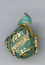 Russische Kunst Ei Anhänger M / Klarer Kristall Gold Blatt Design Hell B... - $697.95 MXN