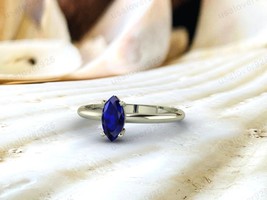 Blue Sapphire Marquise Gemstone 925 Sterling Silver Handmade Women Ring Jewelry - £40.44 GBP