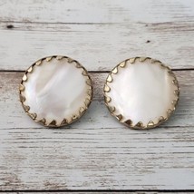 Vintage S.A.C. Clip On Earrings - Gold Tone &amp; Pearlescent - $19.34 CAD