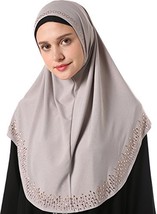  Women&#39;s Modest Muslim Rhinestones Instant Hijab Jersey Headscarf Rea - $16.73