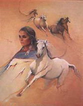 Run With The Wind by Marie Buchfink Native American Indian Wild Horses 18b23 LE - £78.10 GBP