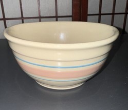 McCoy Pottery Pink &amp; Blue Banded Striped Mixing Bowl 7” Ovenproof USA VTG - £13.62 GBP