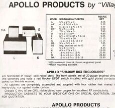 1975 Apollo Products Shadow Box Enclosures Advertisement Electronics C82QST - $14.01 CAD