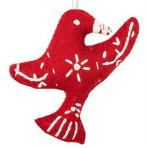 Fair Trade Holiday Handmade Red Peace Doves Christmas Tree Ornament - £7.72 GBP
