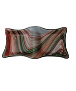 Hand Made Glass Dos Sirenas Green Red Orange Wavy Nut Candy Trinket Asht... - $20.79 CAD