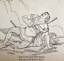 Battle Of Lake Regillus Sextus Killed Woodcut Printing 1882 Victorian DWEE18 - £19.65 GBP