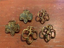 Vintage Lot of 5 Girl Scout G.S. Brownie Pins Eagle Leader Trefoil Elf Metal - £25.58 GBP
