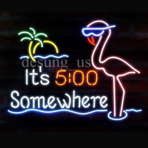 New It&#39;s 5 O&#39;clock Somewhere Flamingo  Logo Beer Neon Sign 24&quot;x20&quot; - $249.99