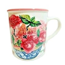 Potpourri Press Valencia Flower Bowl Coffee Teacup Mug Mauve Blue Vintage 1993 - £11.03 GBP