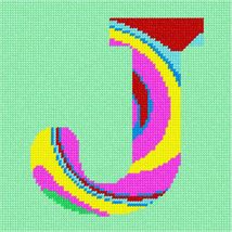 Pepita Needlepoint Canvas: Letter J Tie Dye, 7&quot; x 7&quot; - $50.00+