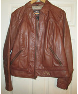Harley Davidson Womens Size 1W Brown Leather Embroidery Motorcycle Jacket - $268.47