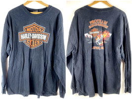 Harley Davidson T Shirt Size 2XL Mens Long Sleeve Proteam Poker Cards Lawton OK - £67.01 GBP