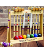 CROQUET SET &amp; CADDY - 8 Player 28&quot; Maple &amp; Brass Amish Handmade USA - £359.70 GBP+